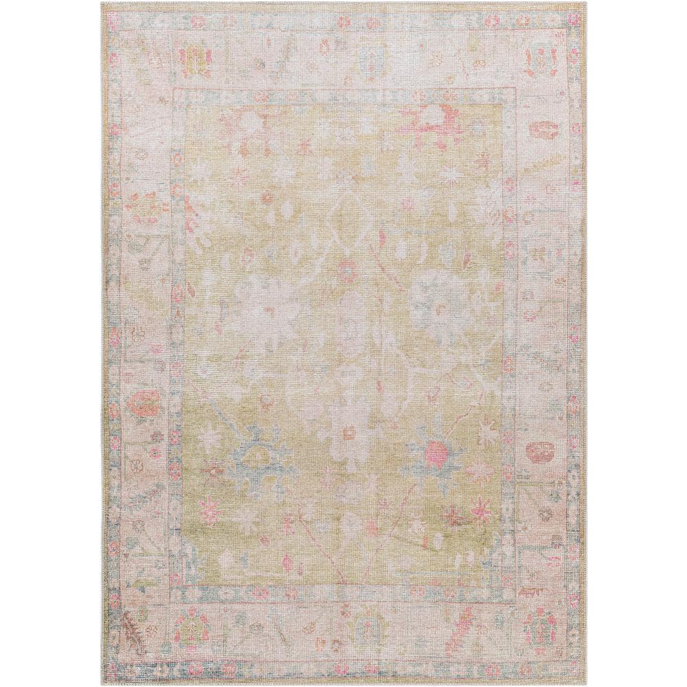 Vintage Washable Synthetic Rug - 6'7" x 9', Multicolor