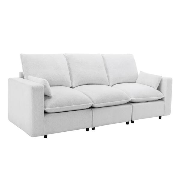 Polibi 87.70 in. Straight Arm Polyester Material Rectangle Sofa in