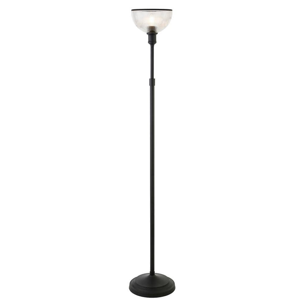 Francis 65" Bronze Torchiere Floor Lamp with Clear Glass Shade