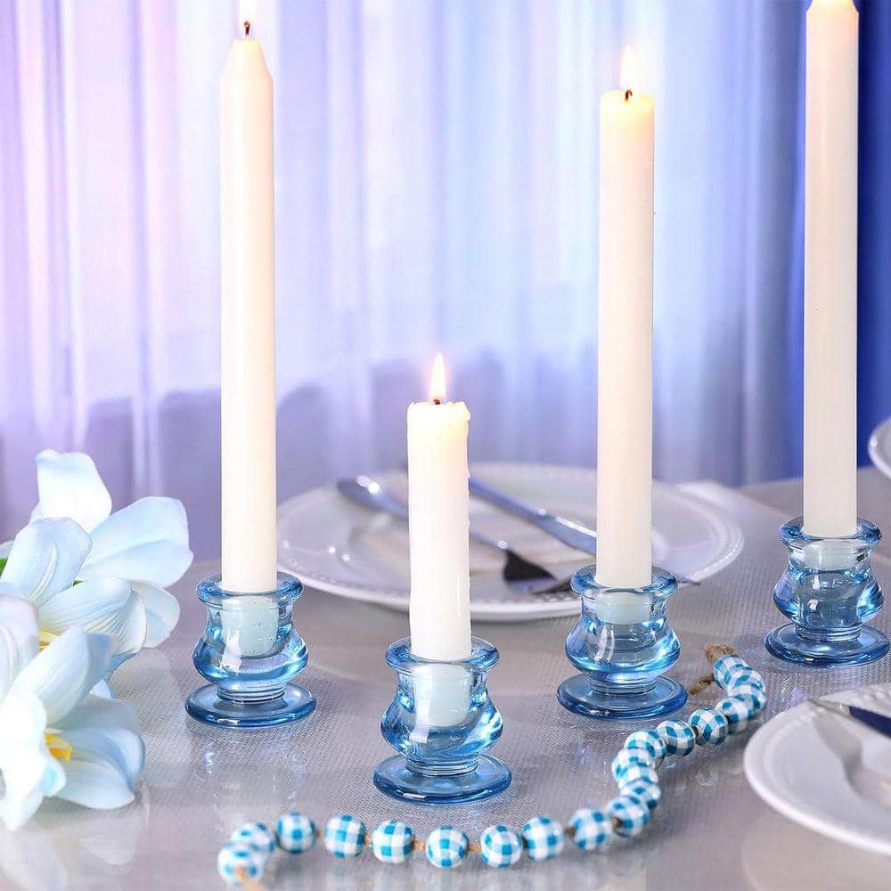 Blue Glass Taper Candlestick Holder 12-Pack Z0D69KYX1N - The Home