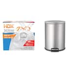 13 Gal. Stainless Steel D Shape Step-On Trash Can Plus 13 Gal. Drawstring Kitchen Trash Bag (150-Count)