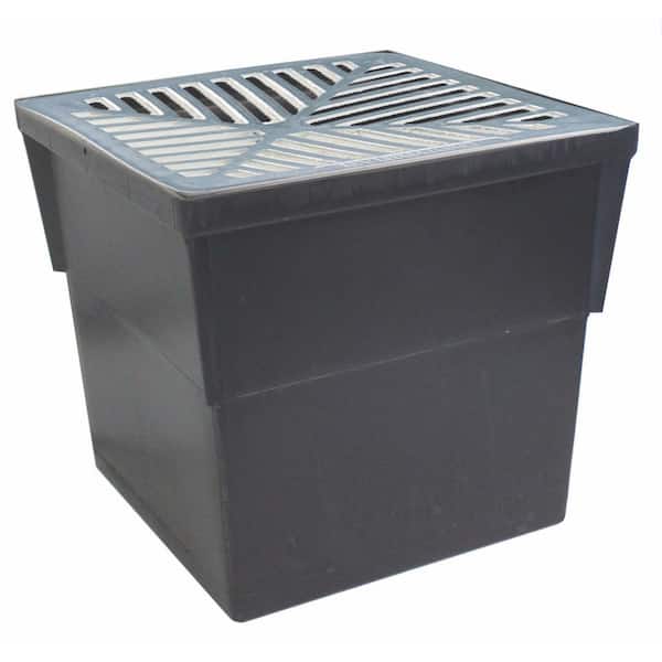 U.S. TRENCH DRAIN 14 in. x 14 in. Storm Water Pit and Catch Basin for Modular Trench and Channel Drain Systems with Aluminum Grate