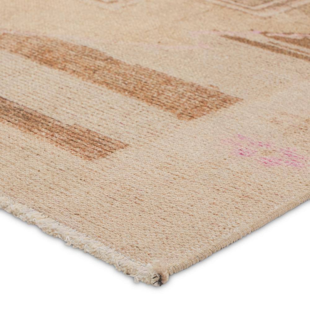 Southwestern Medallion Tan and Pink Flat Woven Rug
