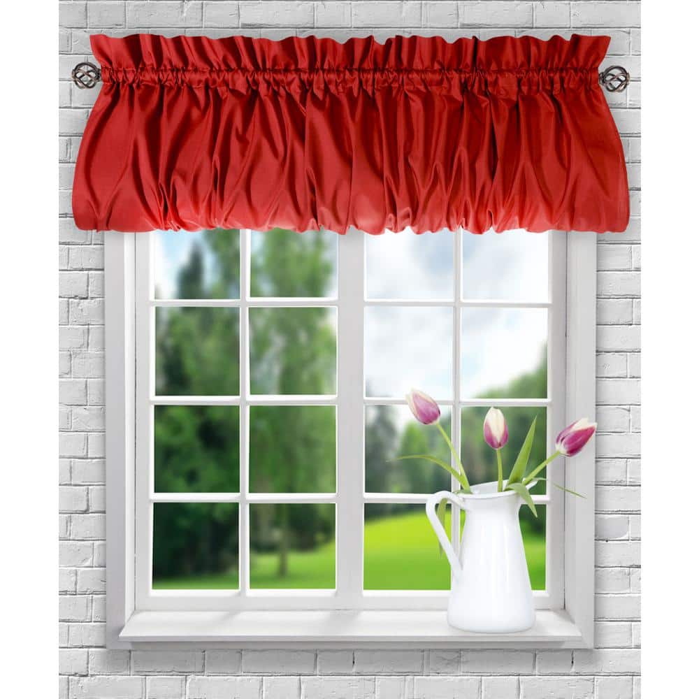 Ellis Curtain Stacey 15 in. L Polyester Cotton Balloon Valance in Red 015446645692 The Home Depot