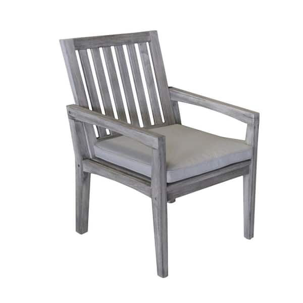 Courtyard Casual Surf Side Collection Teak Outdoor Dining Chair with Sand Cushions