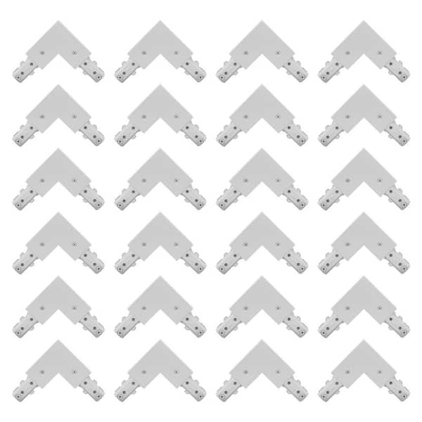 H Track Light L-Connector, H-Type Corner Connector Compatible with 120V 3-Wire Single Circuit Power Source White 24 Pack