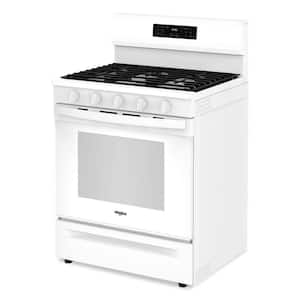 30 in. 5 Burners Freestanding Gas Range in White with Air Cooking Technology