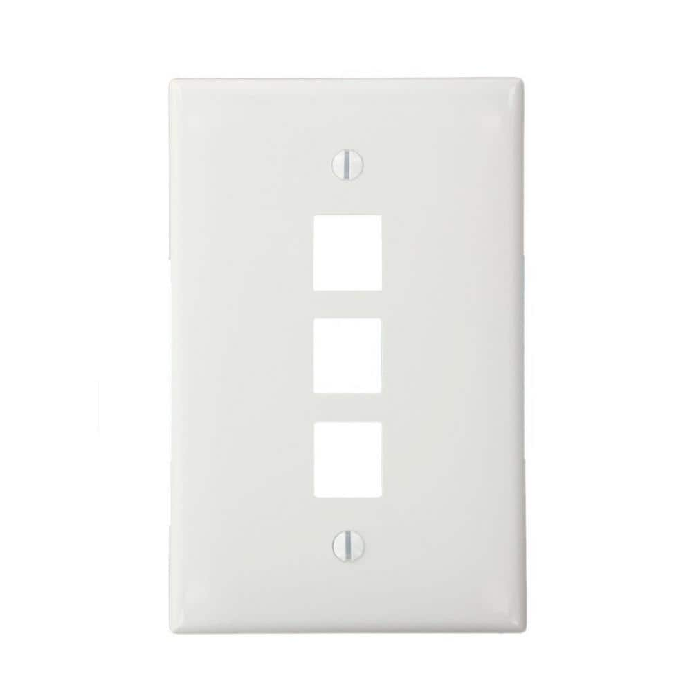 Reviews For Leviton 1 Gang 3 Port White Nylon Midwaymidsize Quickport Wall Plate 1 Pack 41091 3732