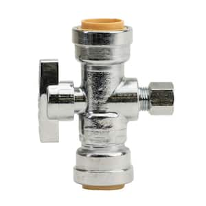 1/2 in. Push-to-Connect x 1/2 in. Push-to-Connect x 1/4 in. O.D. Compression Chrome-Plated Brass 3-Way Stop Valve Tee