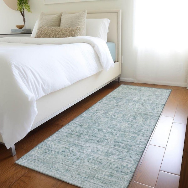 Chantille Machine Washable Indoor/Outdoor Abstract ACN1746 Turquoise 2 ft. 3 in. x 7 ft. 6 in. Runner Rug