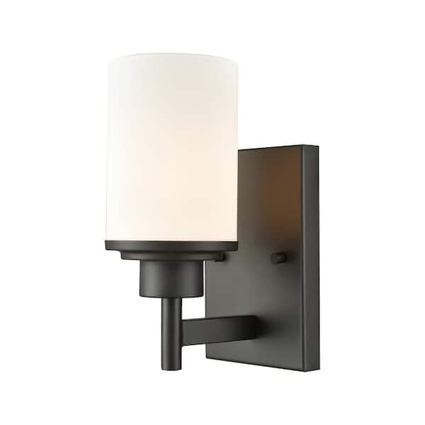 Belmar 1-Light Oil Rubbed Bronze With Opal White Glass Bath Light
