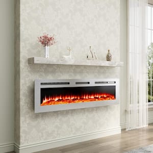 60 in. Stainless Steel Wall Mounted/Embedded Electric Fireplace Insert