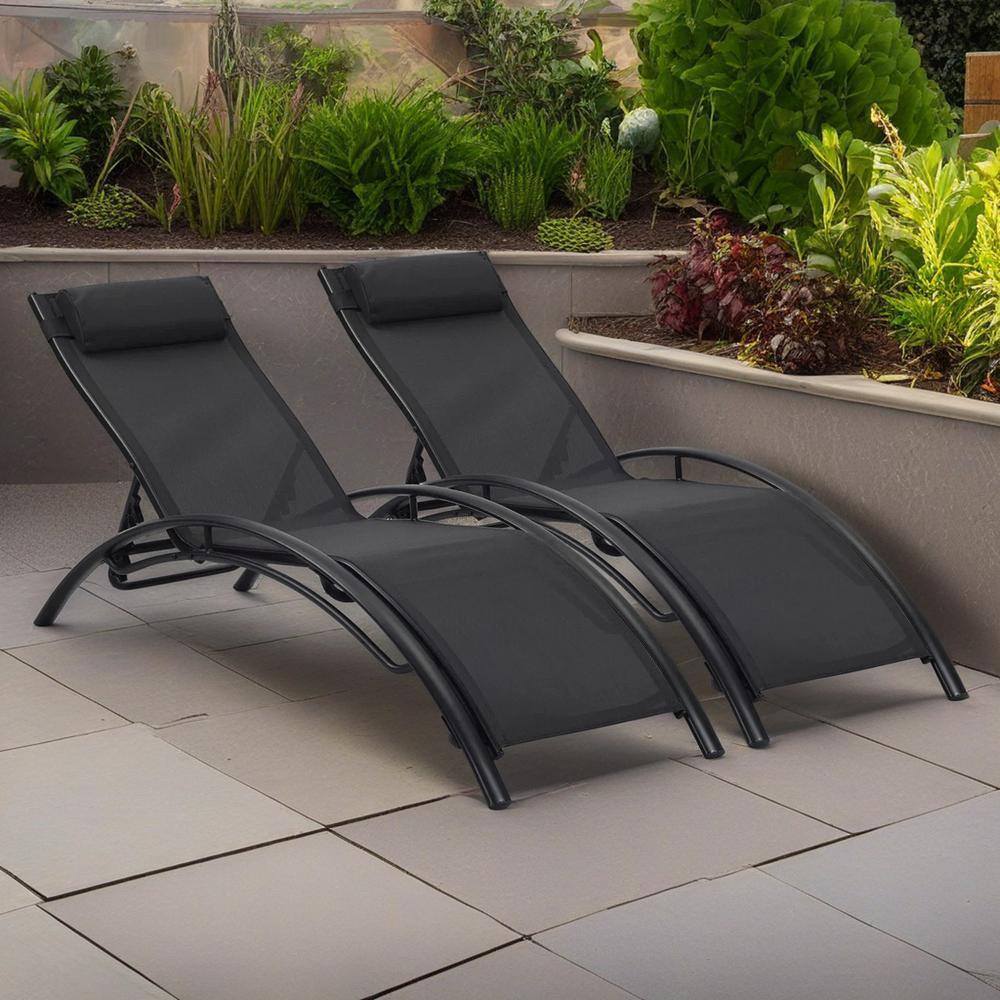 Cubilan black 2-Piece Fabric Outdoor Recliner, Metal