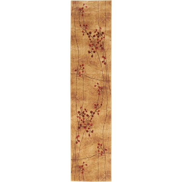 Somerset Latte 2 ft. x 10 ft. Botanical Contemporary Kitchen Runner Area Rug