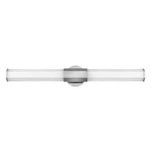 Hinkley Facet 32 in. 3-Light  in Polished Nickel Integrated LED Vanity Light with Invisimount 40-Watt Bath