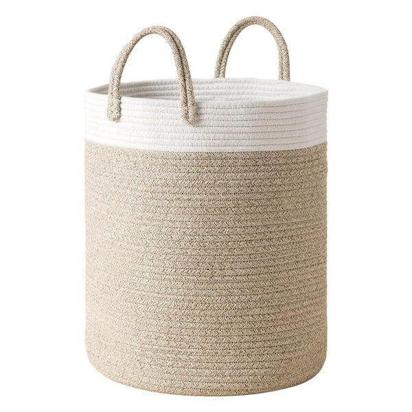 Cubilan White and Yellow Woven Basket Rope Storage Baskets