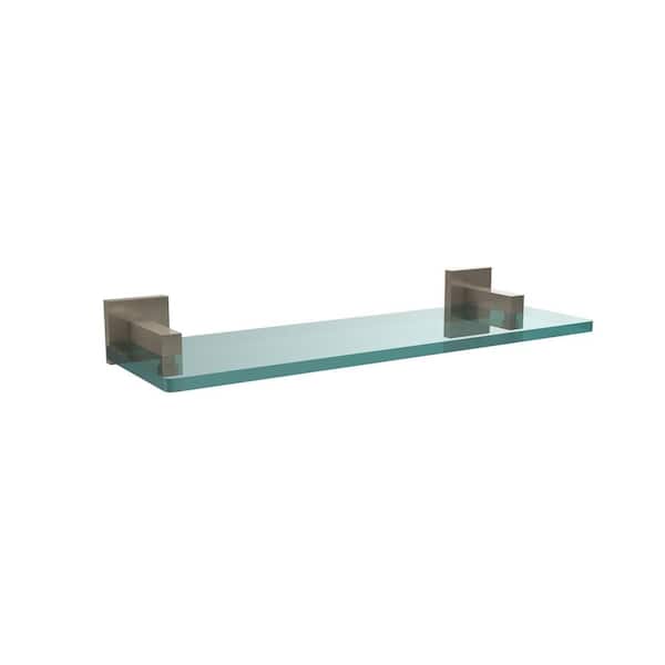 Allied Brass Montero 16 in. L x 2 in. H x 5-3/4 in. W Clear Glass Vanity Bathroom Shelf in Antique Pewter