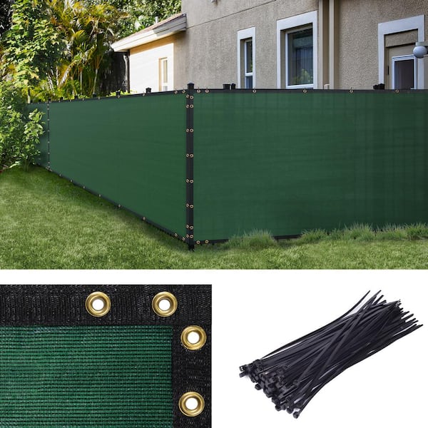 6 ft. H x 25 ft. W Green Fence Outdoor Privacy Screen with Black Edge Bindings and Grommets