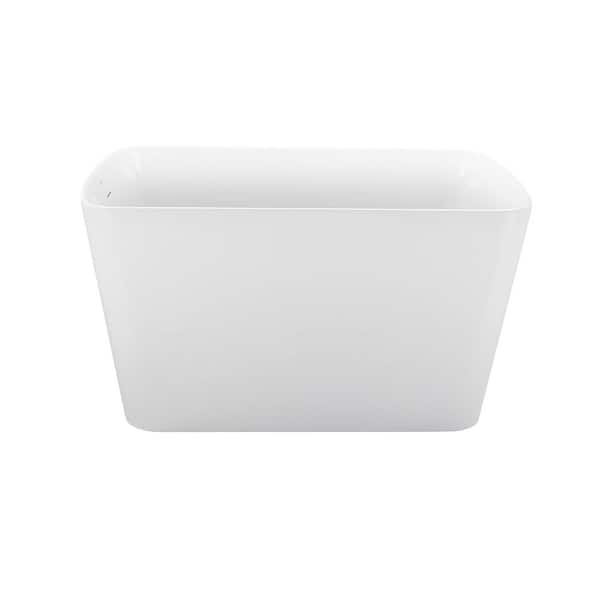 47 in. x 28 in. Acrylic Surface Freestanding Soaking Bathtub in Glossy White