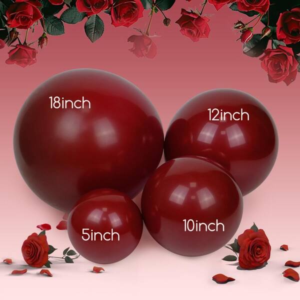 malloon(マルーン) 120pcs Burgundy Balloons 18 12 10 5 Inch Maroon Balloons Different