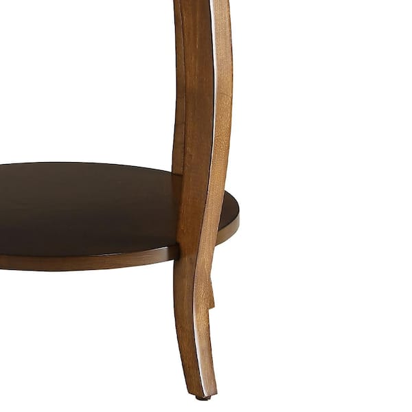 Acme Furniture Aberta 18 in. Walnut Round Wood End Table with Open Acme Furniture Aberta 18 in. Walnut Round Wood End Table with Open