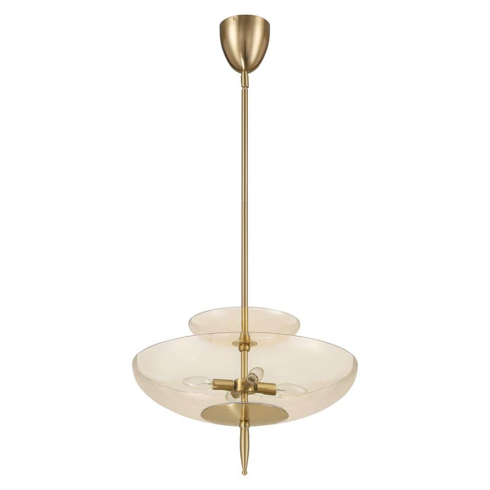 Fiorello 21 in. 4-light Brushed Gold Convertible Pendant with Smoked Amber Glass Shades price history on PriceWatchPro