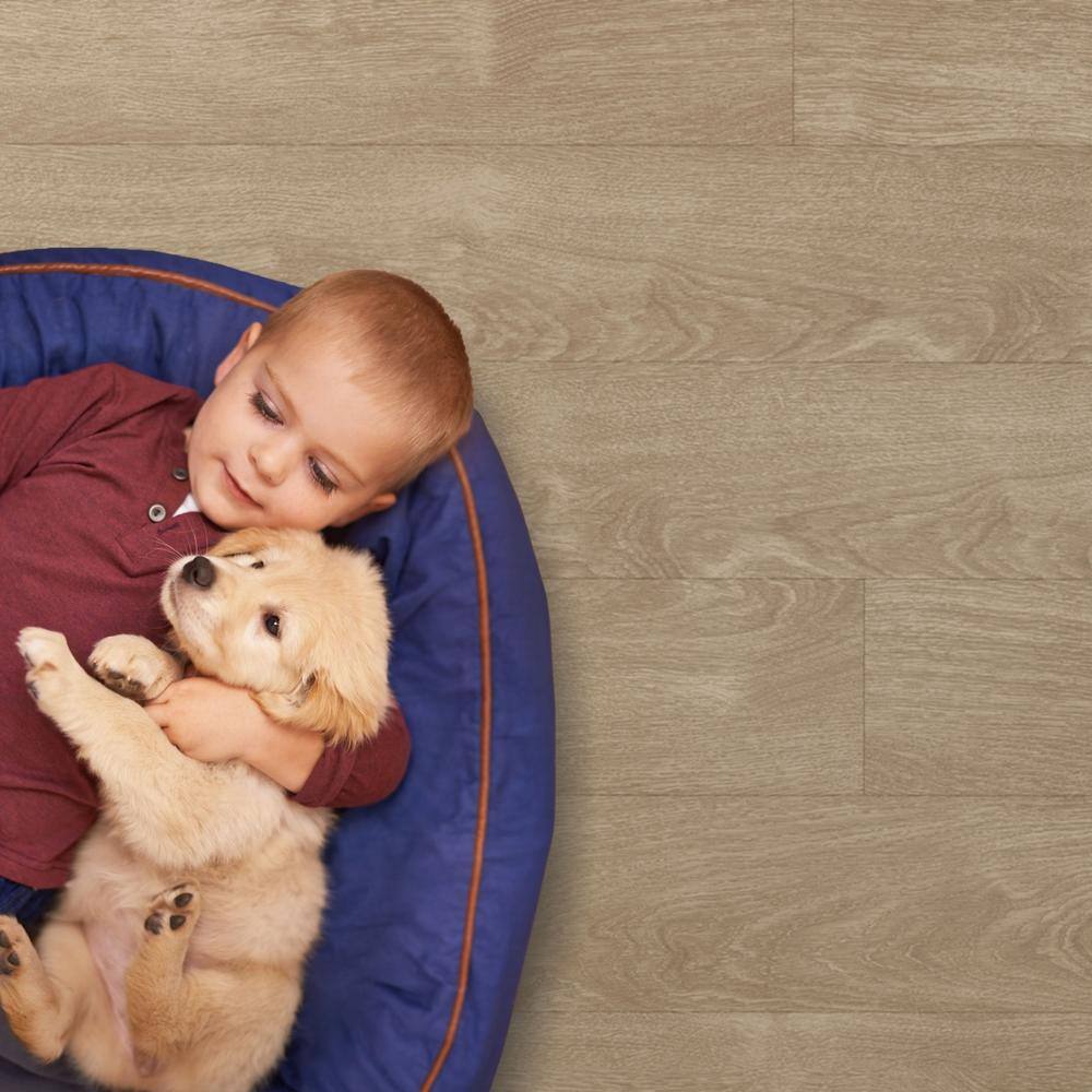 Light Brown Matte Vinyl Wide Plank Flooring