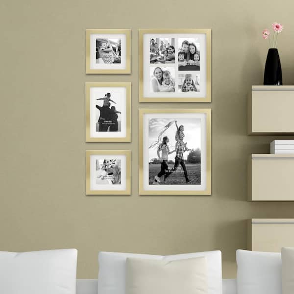 Decorative Stamped Silver Picture Frame Set, (Set of 5)