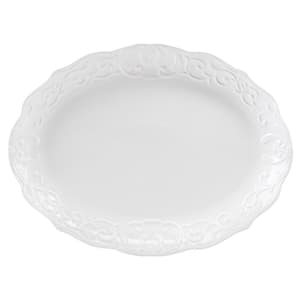 Bountiful Joy 18.75 in. x 14 in. White Durastone Stoneware Oval Platter