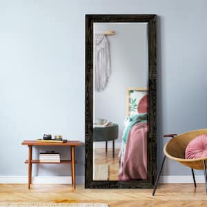 Beveled Edge Framed 25 in. W x 61 in. H Rectangle Wood Black Mirror