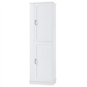 21 in. W x 14 in. D x 68 in. H White MDF Freestanding Linen Cabinet with Adjustable Shelves and Hook in White