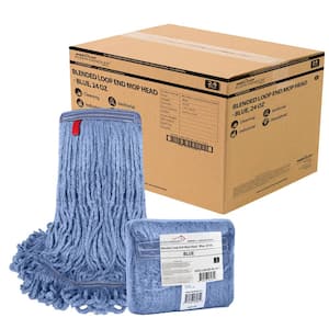 1.25 in. Loop End Commercial String Mop Blended Mop Head Replacement Refill 24 oz. Blue (24-Pack)