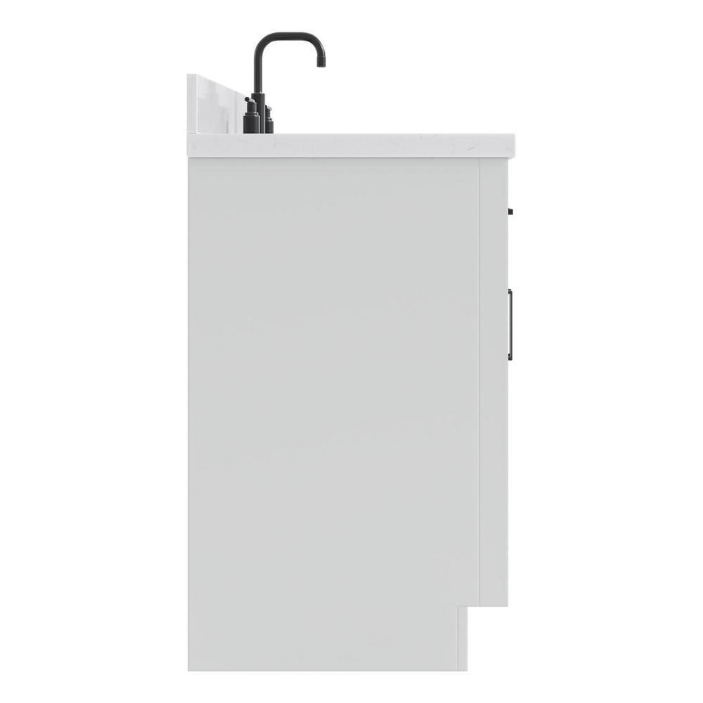 White Freestanding Single Bathroom Vanity with Carrara Quartz Top
