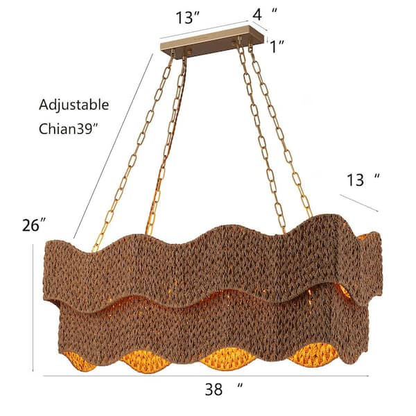 ELE Light Decor Mira 6-Light Handwoven Linear Large Island Light