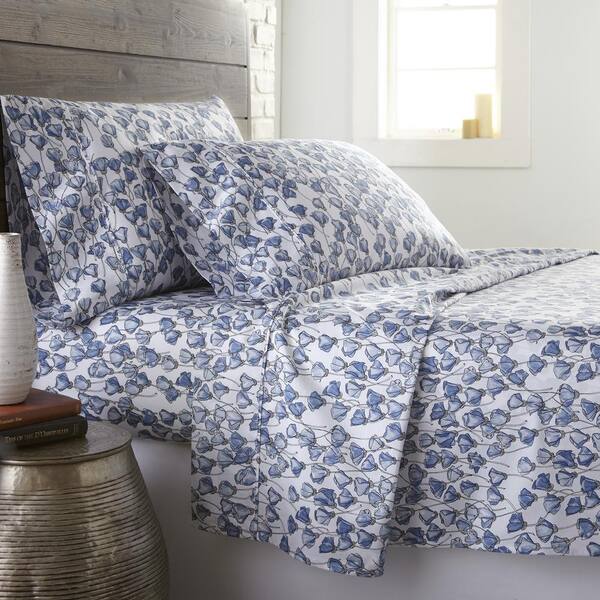 Southshore Fine Linens Forevermore 22 in. Extra Deep 4-Piece Blue Pocket 300-Thread Count Cotton King Sheet Set