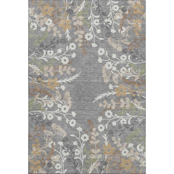 Mayfield Premium Machine Washable Abstract AMF2334 Gray 10 ft. x 14 ft. Area Rug