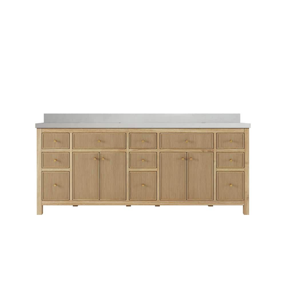 Sonoma Teak 84 in. W x 22 in. D x 36 in. H Double Sink Bath Vanity in Light Natural with 2 in. Carrara Quartz Top price history on PriceWatchPro
