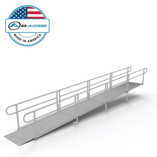 EZ-ACCESS PATHWAY 24 ft. Straight Aluminum Wheelchair Ramp Kit with Solid Surface Tread and 2-Line Handrails