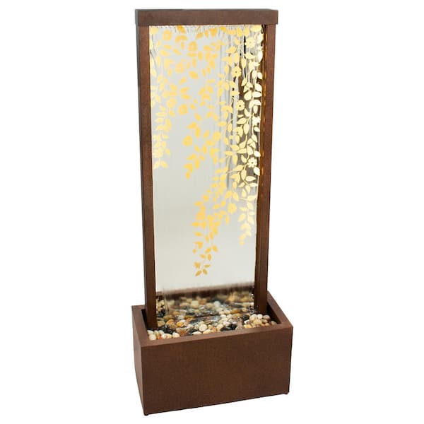 Sunnydaze Wisteria Vines Zinc Outdoor Water Fountain with LEDs - 47.25 in.