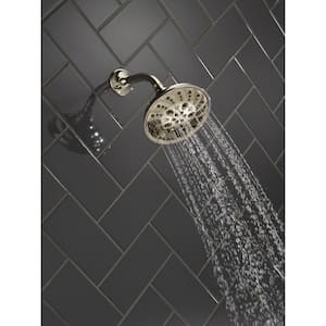 Pivotal 5-Spray Patterns 1.75 GPM 6 in. Wall Mount Fixed Shower Head with H2Okinetic in Lumicoat Polished Nickel