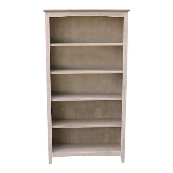 International Concepts 60 in. Weathered Gray Taupe Wood 5-shelf Standard Bookcase with Adjustable Shelves