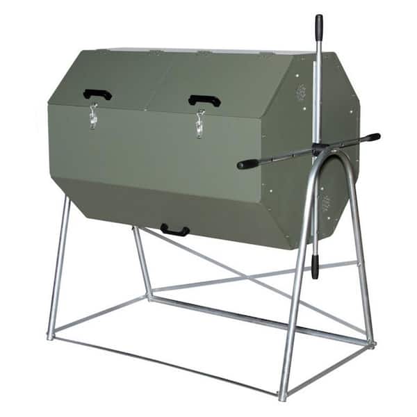 Jora Composters 106 Gal. Green Outdoor Dual Chamber Steel Compost Tumbler Bin, Green