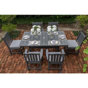 Gray 2-Piece Plastic Outdoor Dining Armless Chair Set