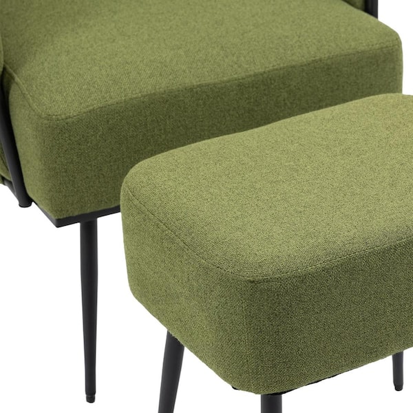 Green chair best sale with footstool