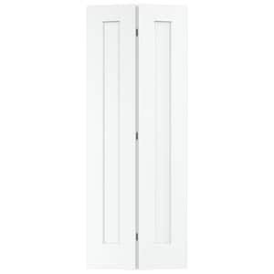 30 in. x 80 in. Madison White Painted Smooth Molded Composite MDF Closet Bi-fold Door