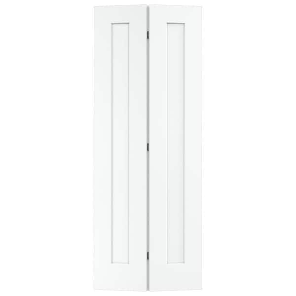 JELD-WEN 30 in. x 80 in. 1 Panel Madison White Painted Smooth Molded Composite Closet Bi-fold Door