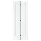 32 in. x 80 in. Madison White Painted Smooth Molded Composite MDF Closet Bi-fold Door