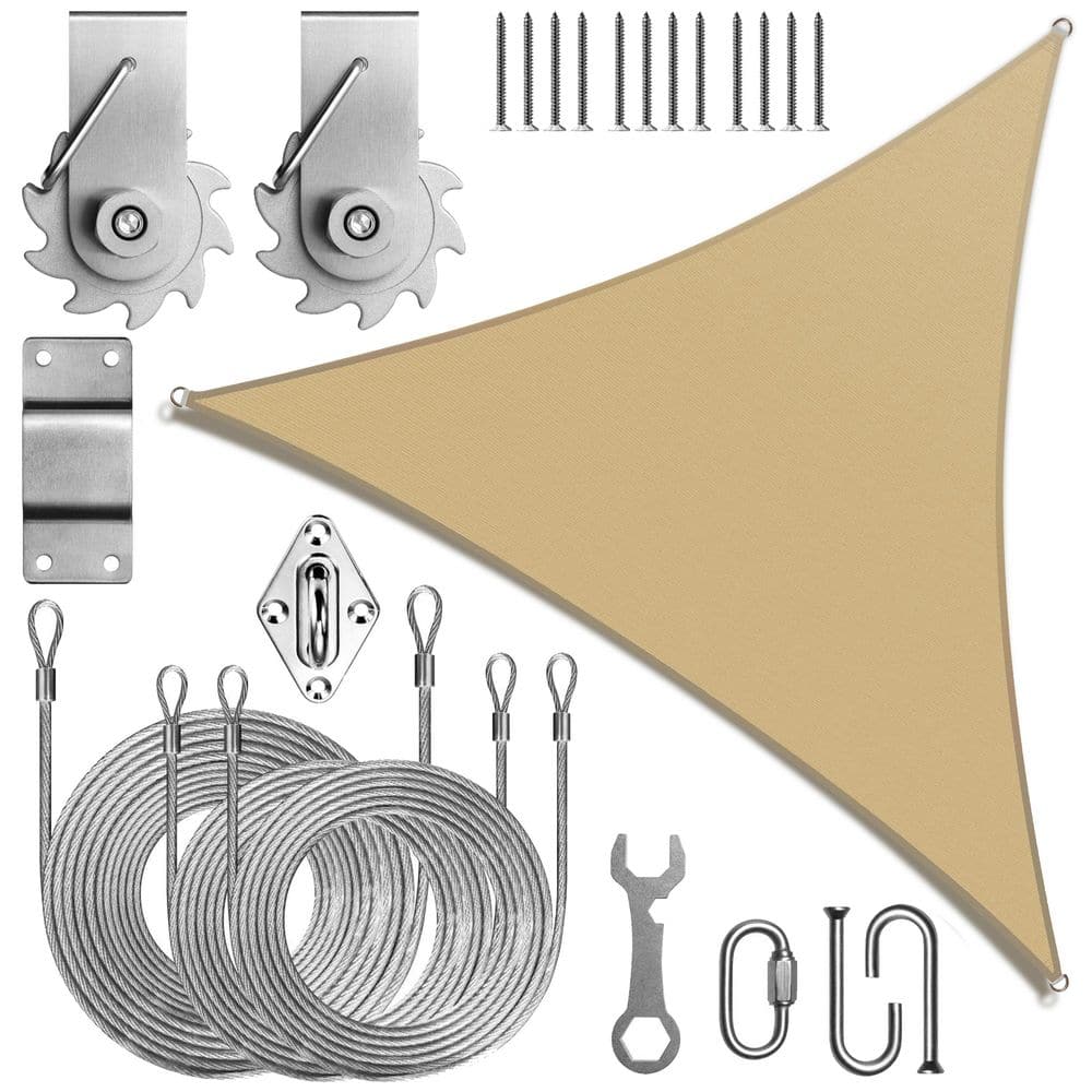 24 ft. x 24 ft. x 24 ft. Triangle Sun Shade Sail with Hardware