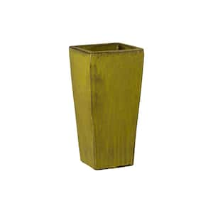 10 in. L x 19.5 in. H Tropical Yellow Ceramic Square Planter with High-fire treatment