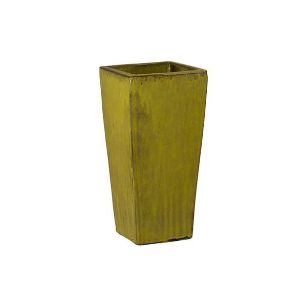 Emissary 10 in. L x 19.5 in. H Tropical Yellow Ceramic Square Planter with High-fire treatment